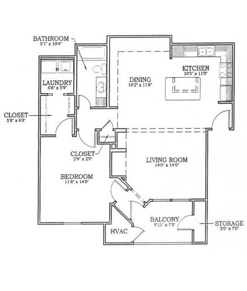 Floorplan-1bd/1Bath